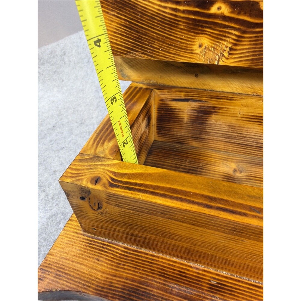 Vintage Rustic Burnt Wood Keepsake Box Handcrafted Treasure Trinket Jewelry - Picture 4 of 13